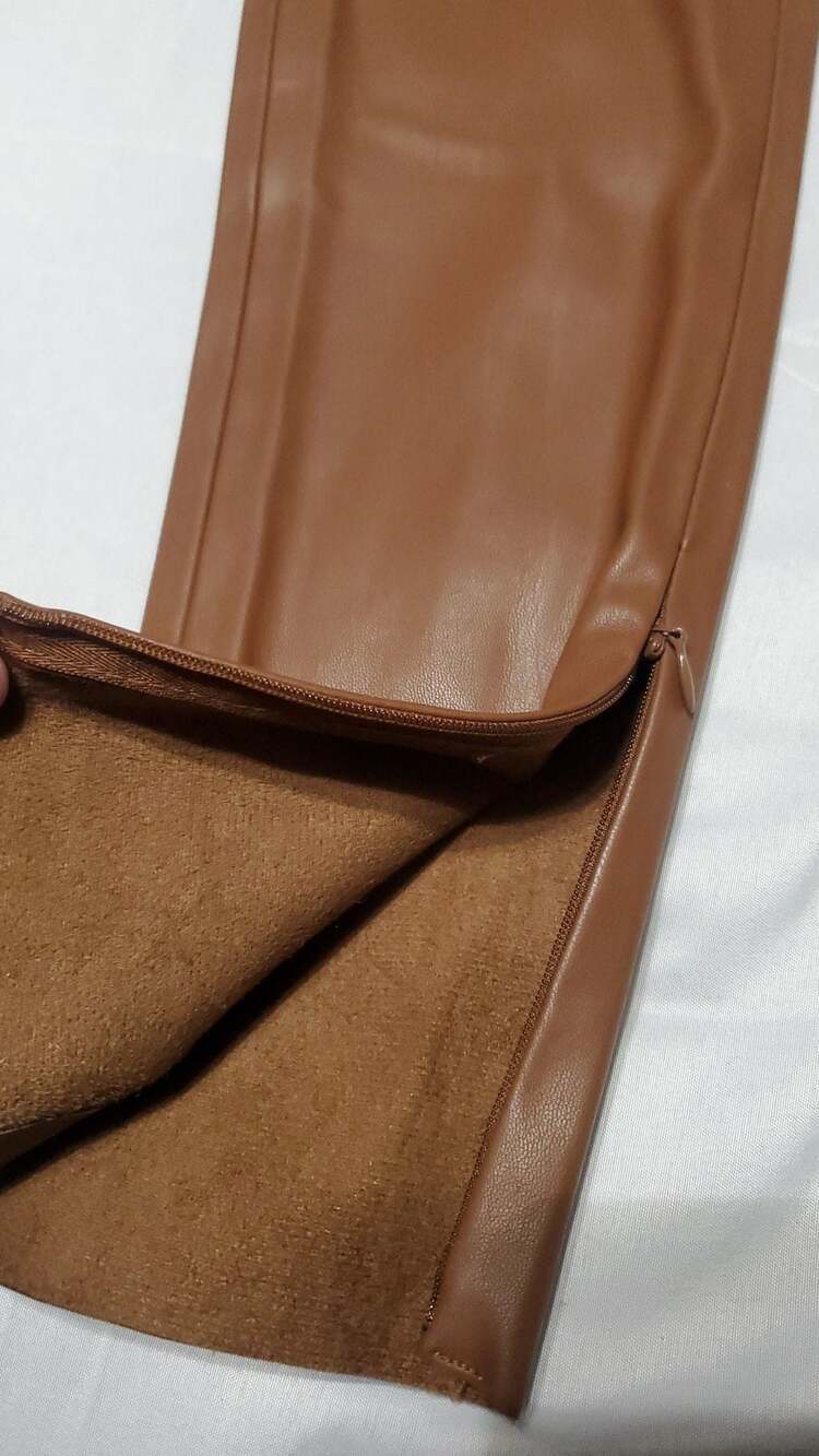 Zara Faux Leather Flared Leggings with Zippers - Picture 2 of 5